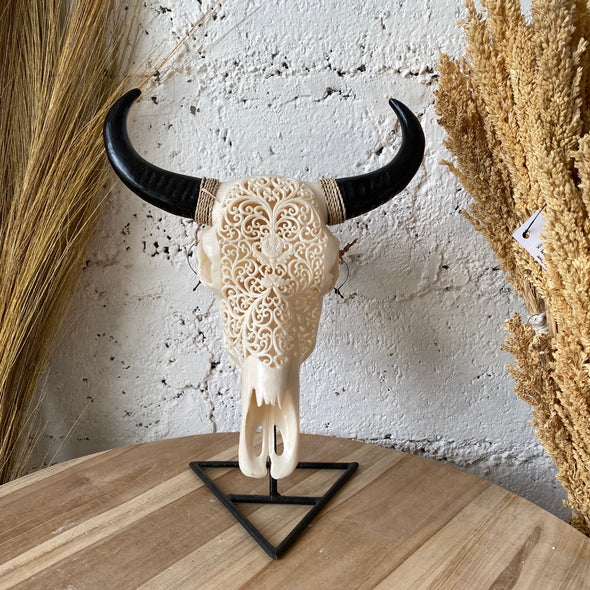 RESIN BUFFALO SMALL WITH METAL STAND A-1