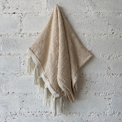 Handwoven Blanket with Cream Crochet